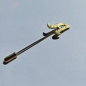 Vintage Initial A Stick Pin Gold Textured Letter Lapel Hat Pin
